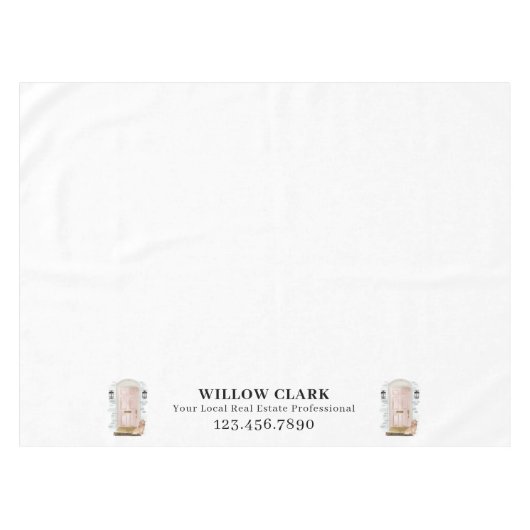 ピンクウォーターカラードアスパニエル犬実在エステートビジネス テーブルクロス (正面(横))