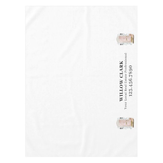 ピンクウォーターカラードアスパニエル犬実在エステートビジネス テーブルクロス (正面)