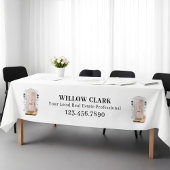 ピンクウォーターカラードアスパニエル犬実在エステートビジネス テーブルクロス