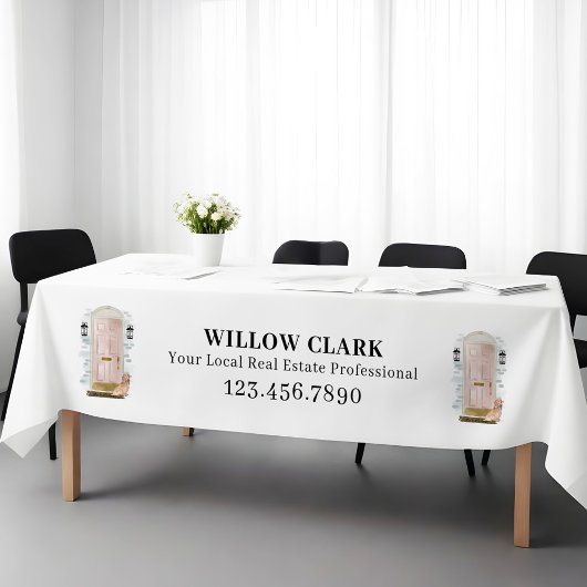 ピンクウォーターカラードアスパニエル犬実在エステートビジネス テーブルクロス