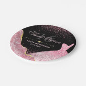 ピンクウォーターカラードレスグラムエッジスイート16誕生日 ペーパープレート (アングル)