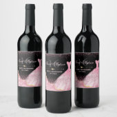 ピンクウォーターカラードレスグラムエッジスウィート16誕生日 ワインラベル (ボトル)