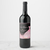 ピンクウォーターカラードレスグラムエッジスウィート16誕生日 ワインラベル (正面)