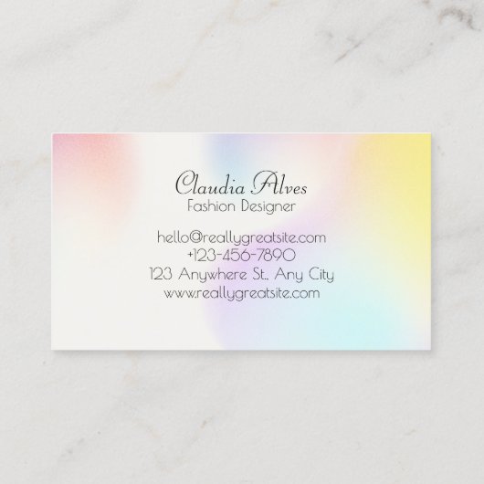 ピンクウォーターカラードレスファッションデザイナー 名刺 (裏面)