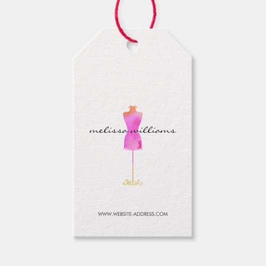 ピンクウォーターカラードレスマネキンファッションブティック ギフトタグ (正面)