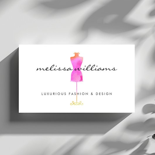 ピンクウォーターカラードレスマネキンファッションブティック 名刺