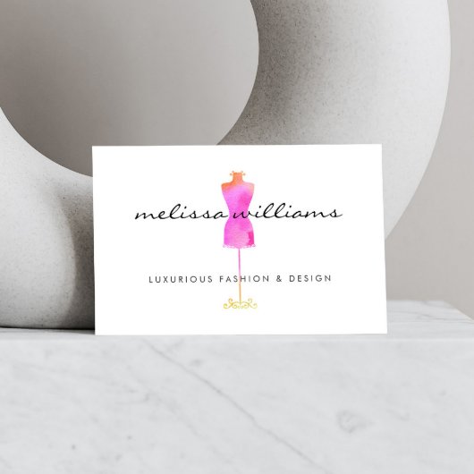 ピンクウォーターカラードレスマネキンファッションブティック 名刺