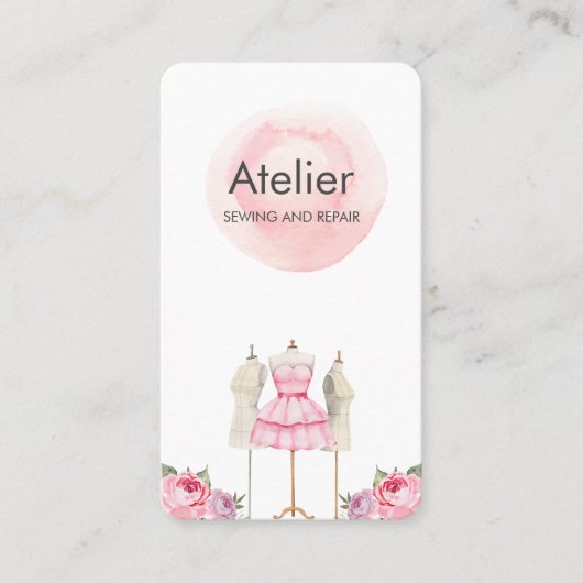 ピンクウォーターカラードレスマネキン 名刺 (正面)