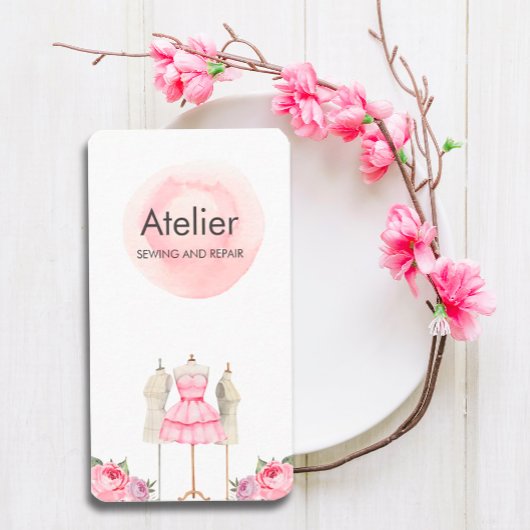 ピンクウォーターカラードレスマネキン 名刺