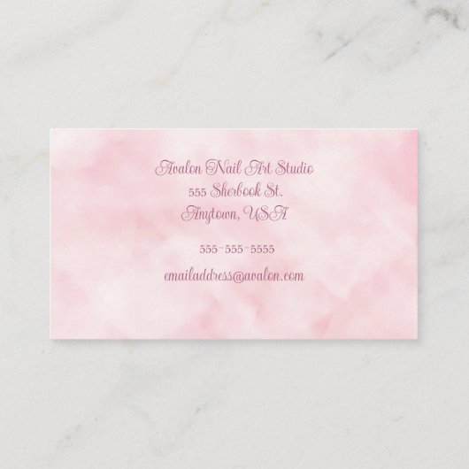 ピンクウォーターカラーネイアアートスタジオ 名刺 (裏面)