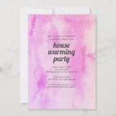 ピンクウォーターカラーハウスウォーミングパーティの招待状 招待状 (正面)