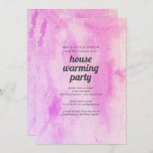 ピンクウォーターカラーハウスウォーミングパーティの招待状 招待状 (正面/裏面)
