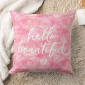 ピンクウォーターカラーハロービューティフルハート クッション (ブランケット)
