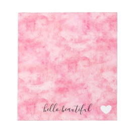ピンクウォーターカラーハロービューティフルハート ノートパッド