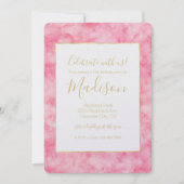 ピンクウォーターカラーハロービューティフル誕生日 招待状 (正面)