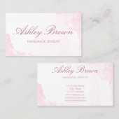 ピンクウォーターカラーハンドメイドジュエリーネックレスイヤリング 名刺 (正面/裏面)