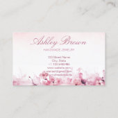 ピンクウォーターカラーハンドメイドジュエリーフラワーパステル 名刺 (裏面)