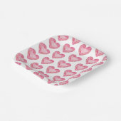 ピンクウォーターカラーハートジェムグラムダイヤモンドラブ ペーパープレート (傾斜あり)
