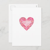 ピンクウォーターカラーハートダイヤモンドジェムグラムシックラブ シーズンポストカード (正面/裏面)