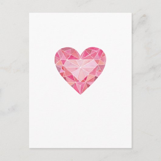 ピンクウォーターカラーハートダイヤモンドジェムグラムシックラブ シーズンポストカード (正面)