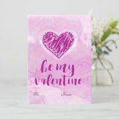 ピンクウォーターカラーハートバレンタイン シーズンカード (スタンド正面)