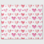ピンクウォーターカラーハートバレンタイン ラッピングペーパー (フラット)