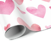 ピンクウォーターカラーハートバレンタイン ラッピングペーパー (ロールコーナー)