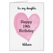 ピンクウォーターカラーハート19誕生日 (正面)