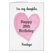 ピンクウォーターカラーハート26誕生日 (正面)