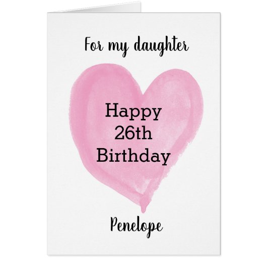 ピンクウォーターカラーハート26誕生日 (正面)