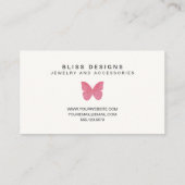 ピンクウォーターカラーバタフライロシンプルゴエレガントー 名刺 (裏面)