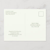 ピンクウォーターカラーバラセージグリーンブライダルシャワー インビテーションポストカード (裏面)