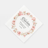 ピンクウォーターカラーバラパーソナライズされた《キリスト教》洗礼式や命名式 スタンダードランチョンナプキン (角)