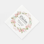 ピンクウォーターカラーバラパーソナライズされた《キリスト教》洗礼式や命名式 スタンダードランチョンナプキン (角)