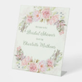 ピンクウォーターカラーバラブライダルシャワー 台座サイン (正面)