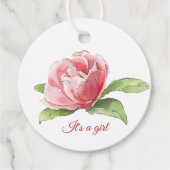 ピンクウォーターカラーバラメッセージカード フェイバータグ (正面)