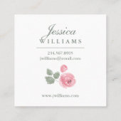 ピンクウォーターカラーバラ植物学名刺 スクエア名刺 (裏面)