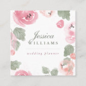 ピンクウォーターカラーバラ植物学名刺 スクエア名刺 (正面)
