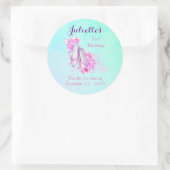 ピンクウォーターカラーバレエスリッパ誕生日ありがとう ラウンドシール (バッグ)