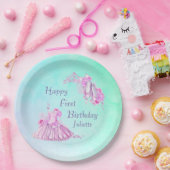 ピンクウォーターカラーバレエプリンセス誕生日 ペーパープレート (パーティー)
