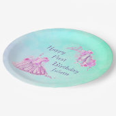 ピンクウォーターカラーバレエプリンセス誕生日 ペーパープレート (アングル)