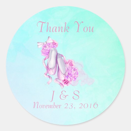 ピンクウォーターカラーバレエ結婚シューズありがとう ラウンドシール (正面)