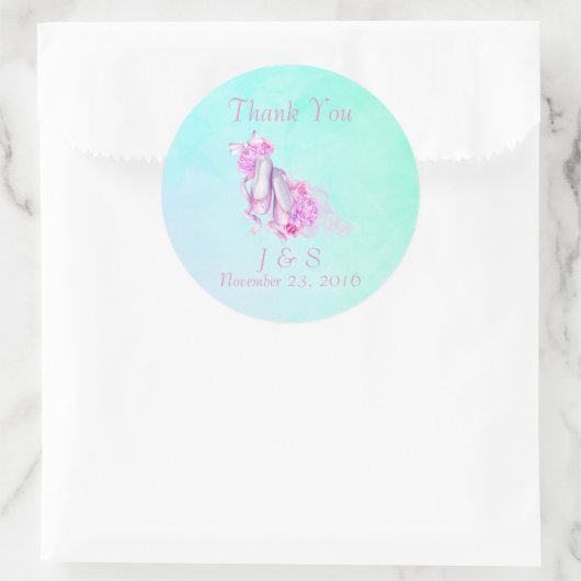 ピンクウォーターカラーバレエ結婚シューズありがとう ラウンドシール (バッグ)