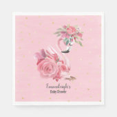 ピンクウォーターカラーバレリナフラミンゴベビーシャワー スタンダードランチョンナプキン (正面)