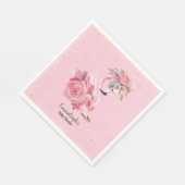 ピンクウォーターカラーバレリナフラミンゴベビーシャワー スタンダードランチョンナプキン (角)