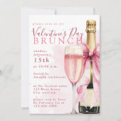 ピンクウォーターカラーバレンタインズデイブランチパーティー 招待状 (正面)