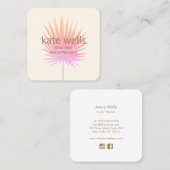 ピンクウォーターカラーパームブランチトロピカルイベントプランナー スクエア名刺 (正面/裏面)