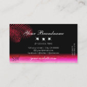 ピンクウォーターカラーパーム葉ダイヤモンドとイニシャル 名刺 (裏面)