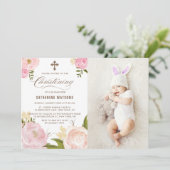 ピンクウォーターカラーピニーズフォト《キリスト教》洗礼式や命名式 招待状 (スタンド正面)