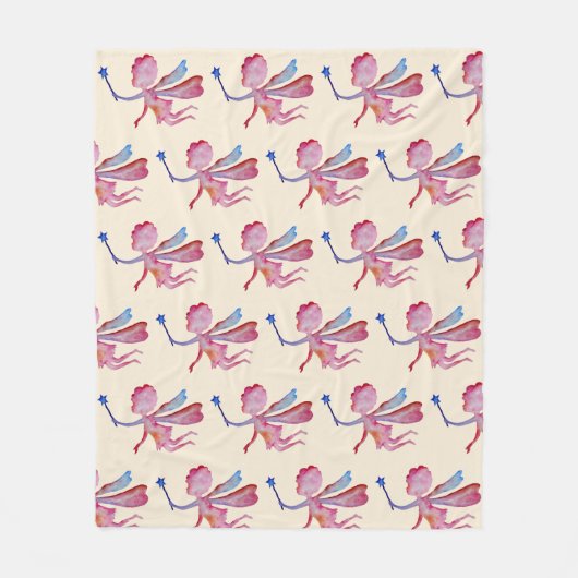 ピンクウォーターカラーフェアリースケッチフリースブランケット フリースブランケット (正面)
